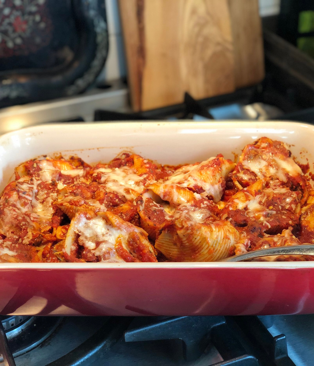 Italian Shells in a red dish