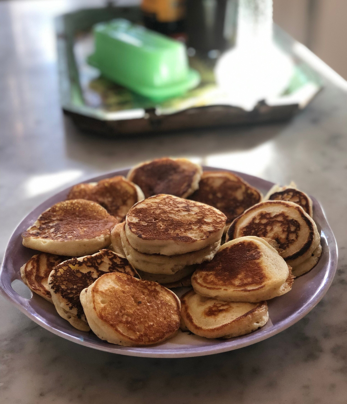 sour milk griddle cakes on a plate
