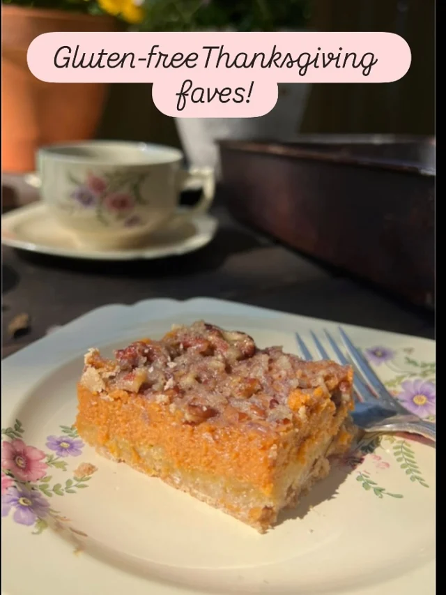 Do you have a gluten-free loved one in your life coming to Thanksgiving? I thought I would share a few of my favorite GF products (and one recipe) I love and that work well to make our family favorites for the big feast!
 
🧡 PUMPKIN PIE: Pumpkin Pie Squares are a great GF option when subbing in Bob’s Red Mill 1 to 1 GF Baking flour. And even better? These bars can be made in a 9 x 13 pan! 
🧡 OTHER PIES:  I use this crust from Wholly Gluten Free for both sweet and savory pies! Just bake it 15 minutes or so until it gets a little color before adding your filling to bake. 
🧡 STUFFING: I use Aleias boxed stuffing mix as a base for my mom’s stuffing recipe that mixes in Jimmy Dean sausage, celery, onions and carrots (for color)! It seems to hold up and is pert near the same as the original. 
🧡 GRAVY: I just swap in some all-purpose gluten-free flour such as the one from King Arthur and have had zero complaints. 
🧡 SCALLOPED CORN: We love a basic creamed corn, topped with buttery saltines for all of our holiday meals. I’ve found these crackers from Schar work well to make this dish gluten-free.
 
Are there other gluten-free products or recipes you use for Thanksgiving? Any GF dinner rolls you love?!